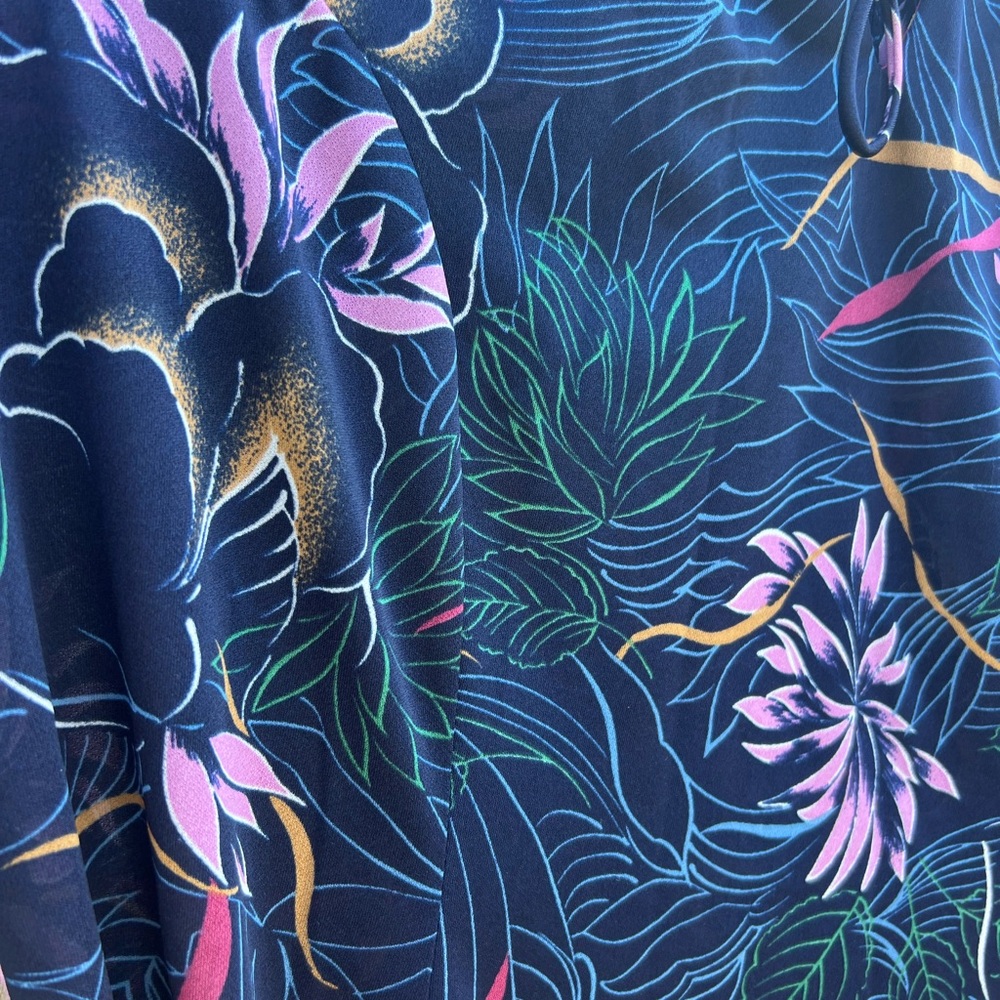 Vintage Navy Floral Long Sleeve Dress - Picture 3 of 7